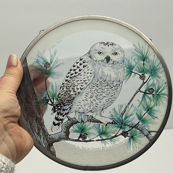 Snowy Winter Owl Pine Branch Sun Catcher - Picture 5 of 13